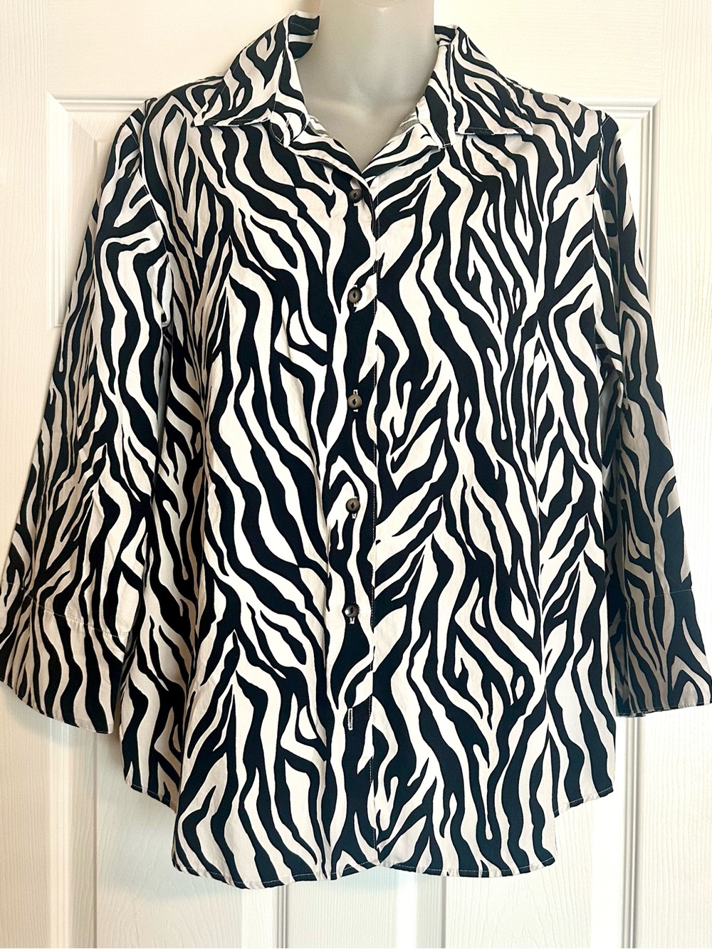 Westbound Black & White Zebra Print Button-Down Shirt